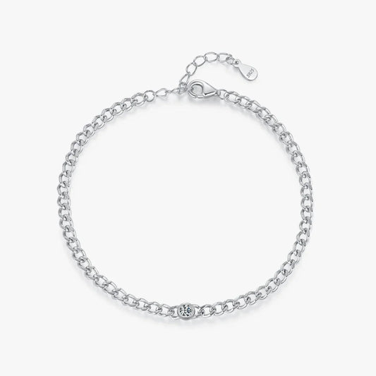 VALORIE® Moissanite Link Bracelet - Sterling Silver