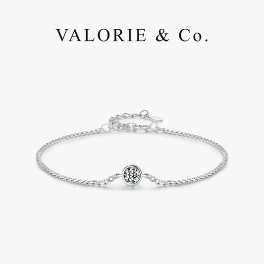 VALORIE® Moissanite Elegant Chain Bracelet - Sterling Silver