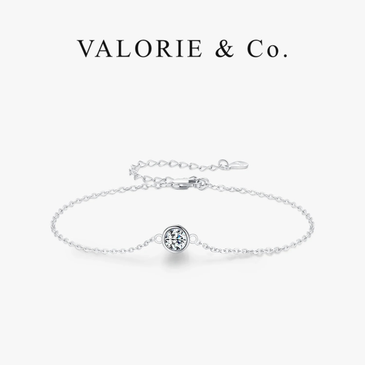 VALORIE® Moissanite Classic Chain Charms Bracelet - Sterling Silver