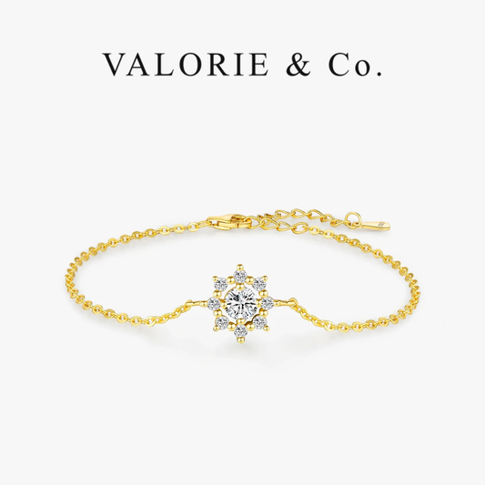 VALORIE® Sterling Silver Snowflake Chain With Moissanite Gem.